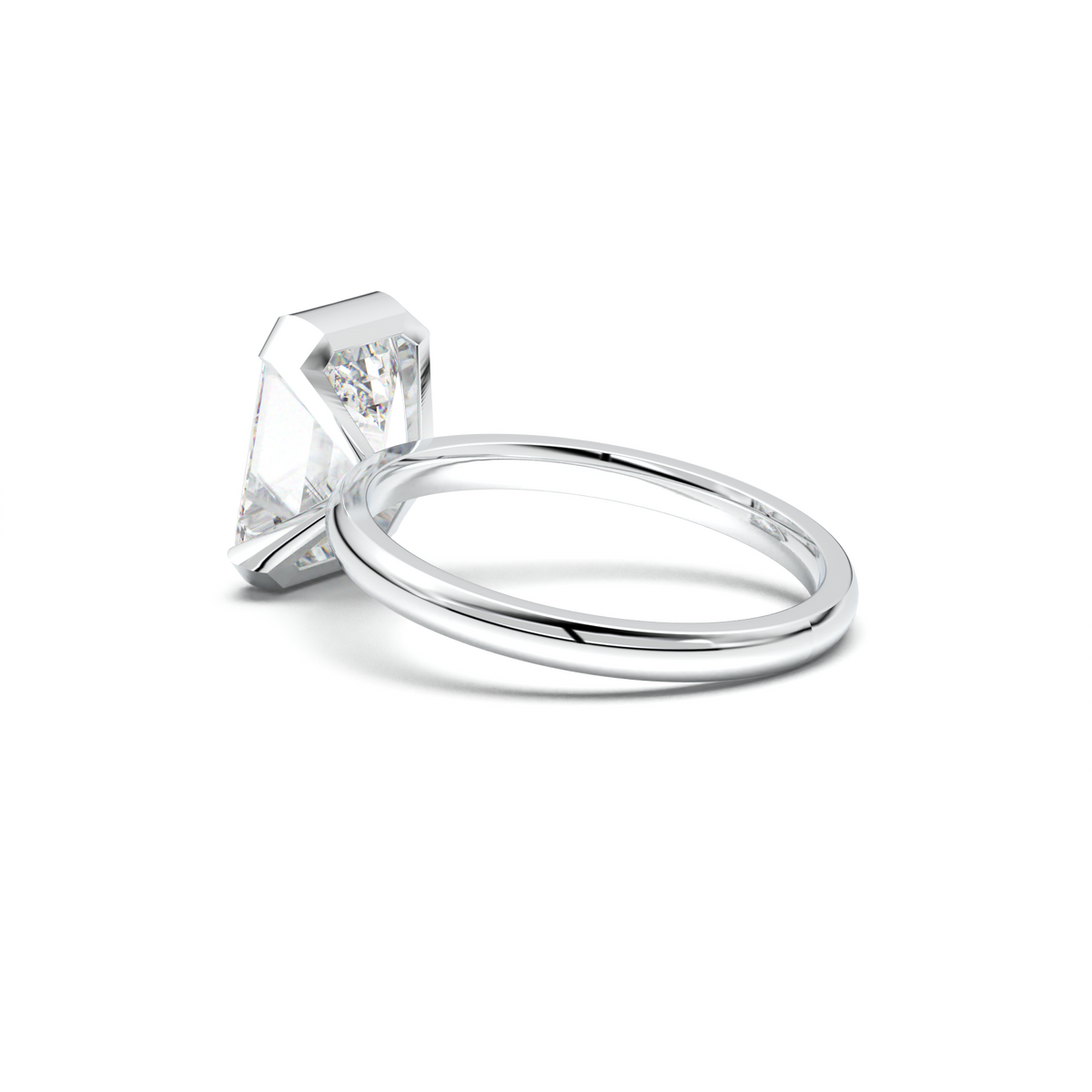 Emerald Cut Half-Bezel Engagement Ring