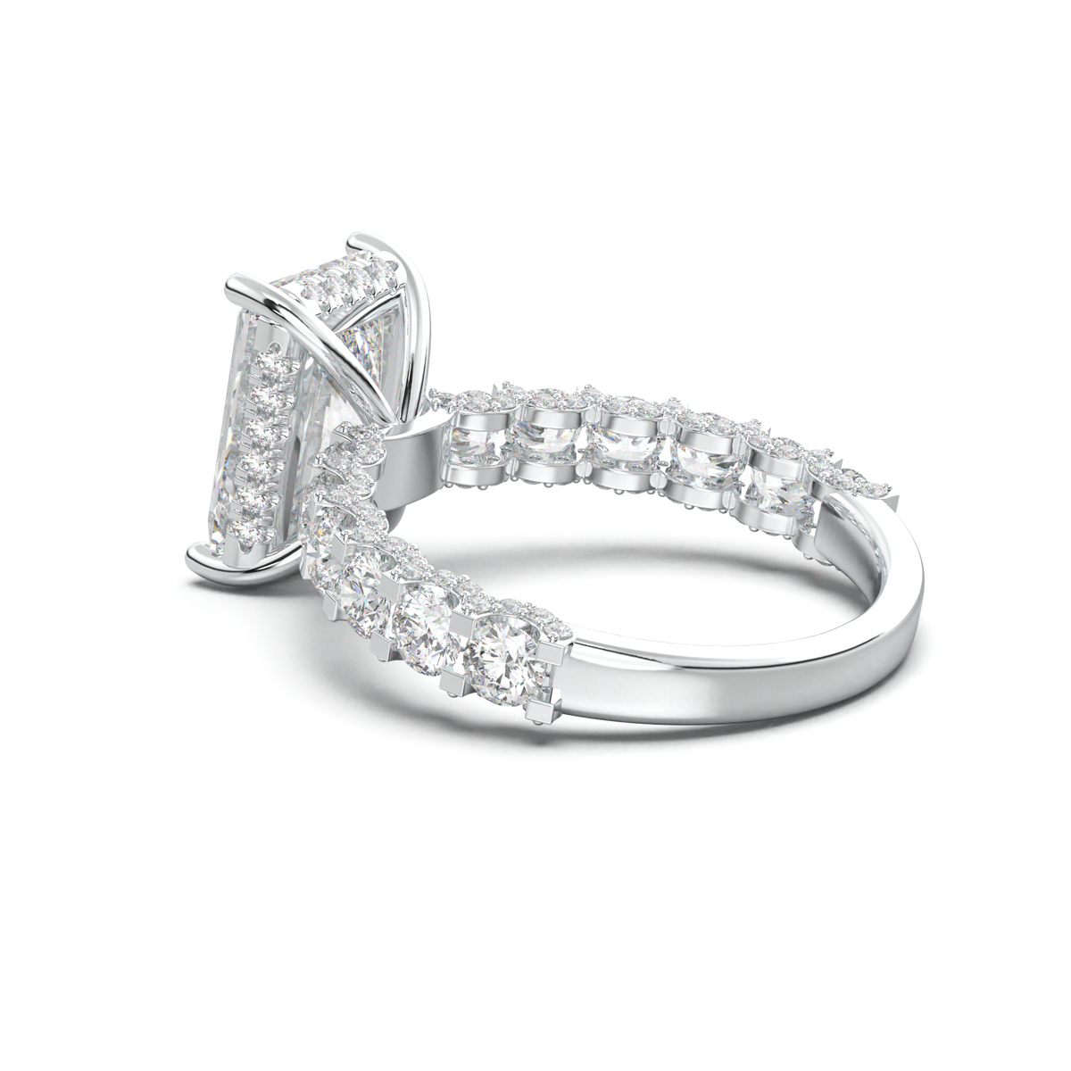 Radiant Diamond Band Engagement Ring