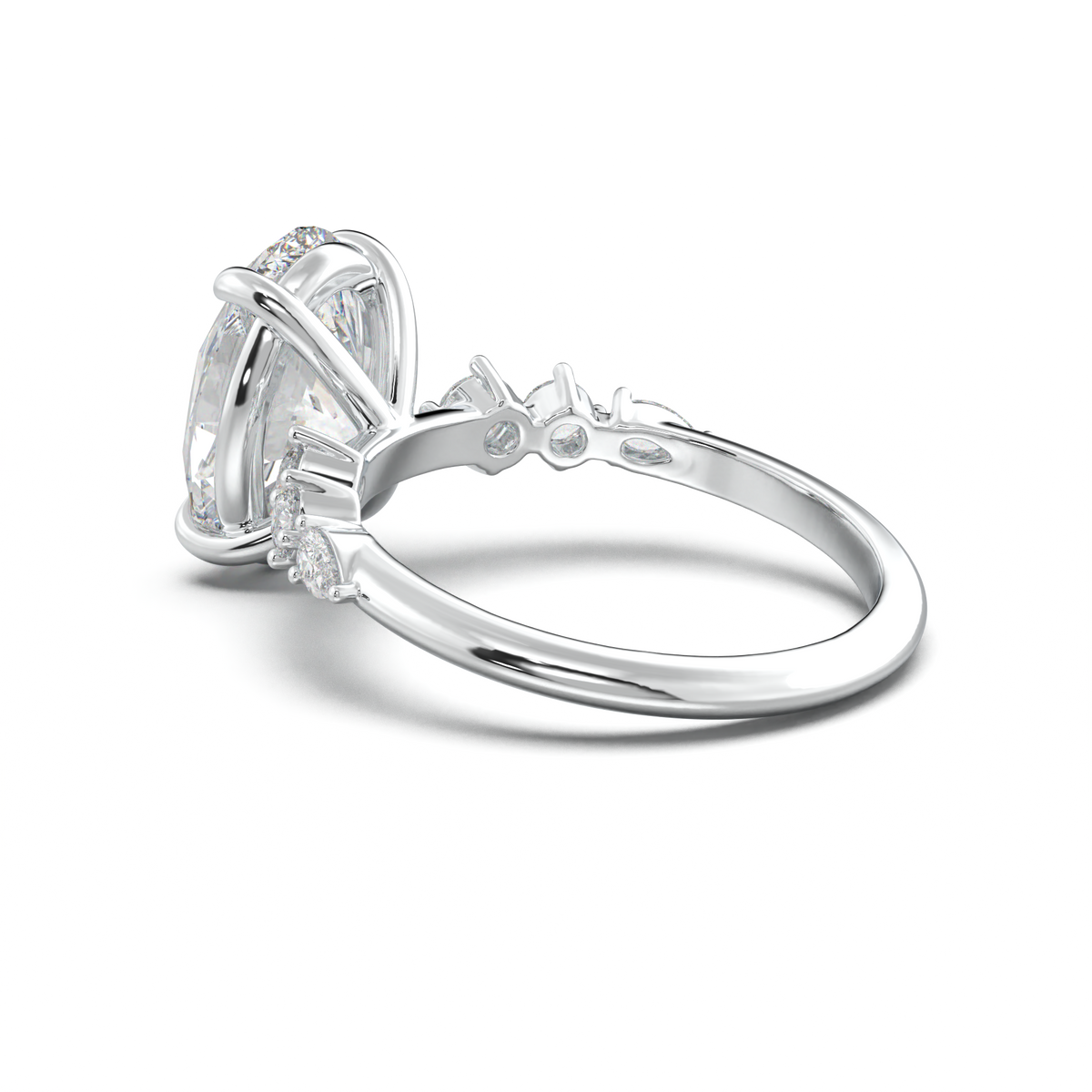 Oval Pear-Accent Engagement Ring