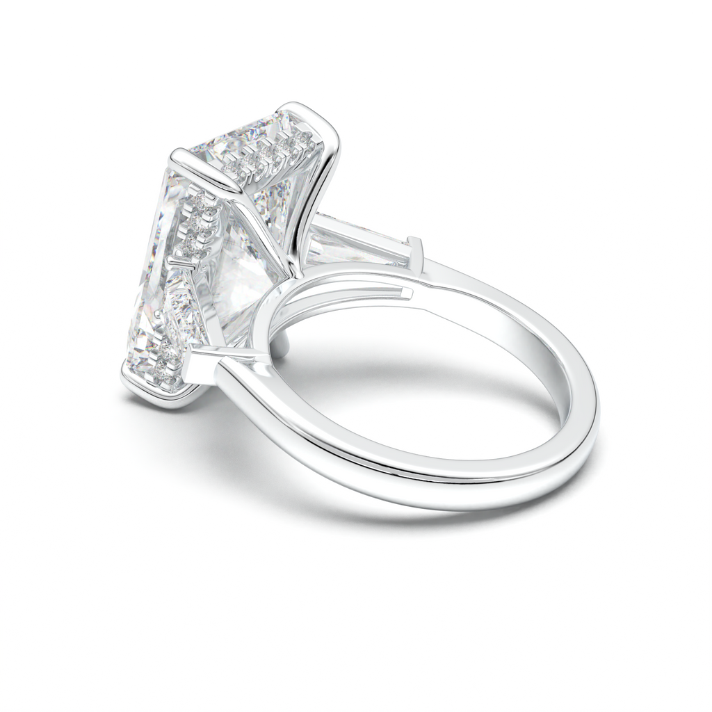 Radiant Baguette Hidden Halo Engagement Ring