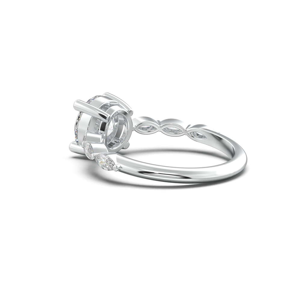 Round Marquise Side-Stone Engagement Ring