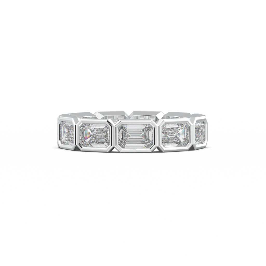 Emerald-Cut Bezel-Style Eternity Wedding Band