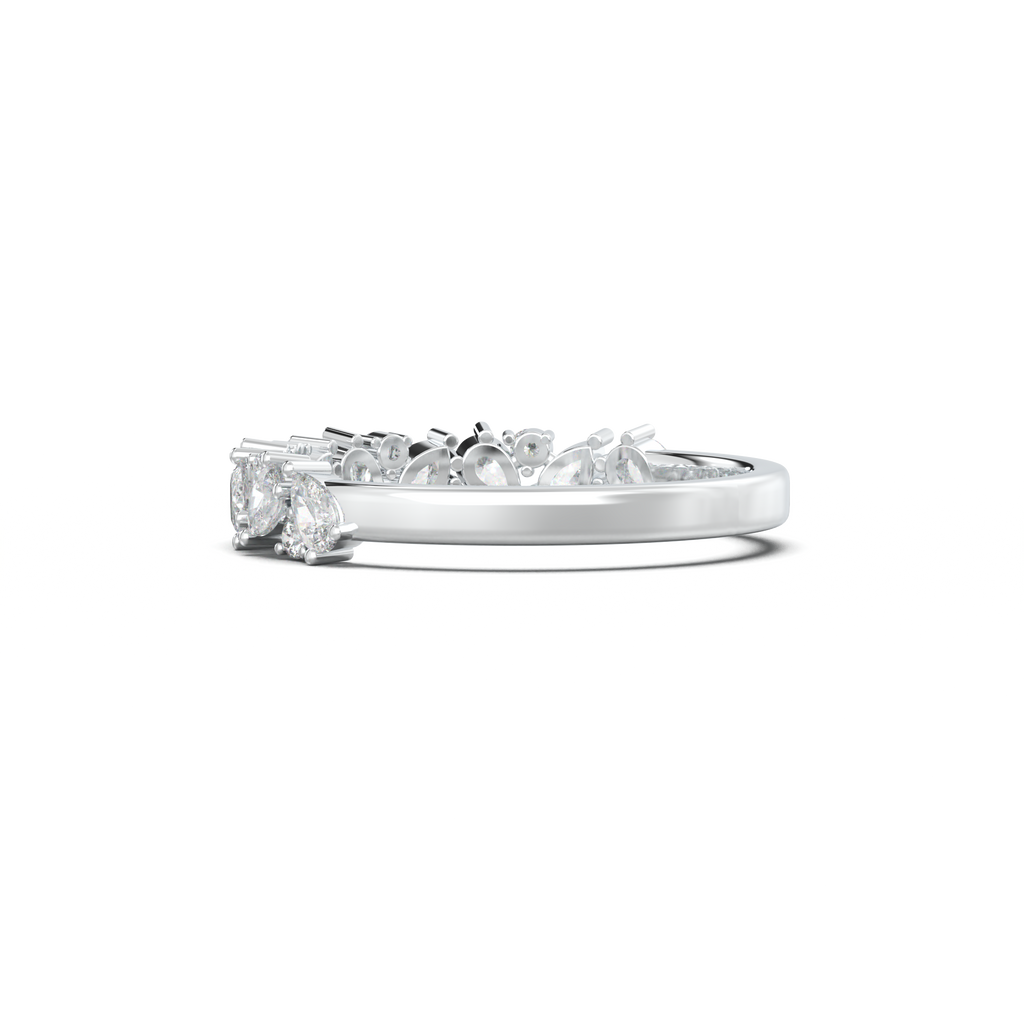 Alternating Pear & Round Half-Eternity Wedding Band
