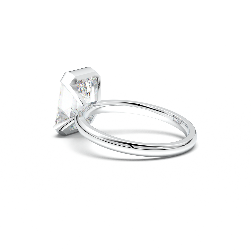 Emerald Cut Half-Bezel Engagement Ring