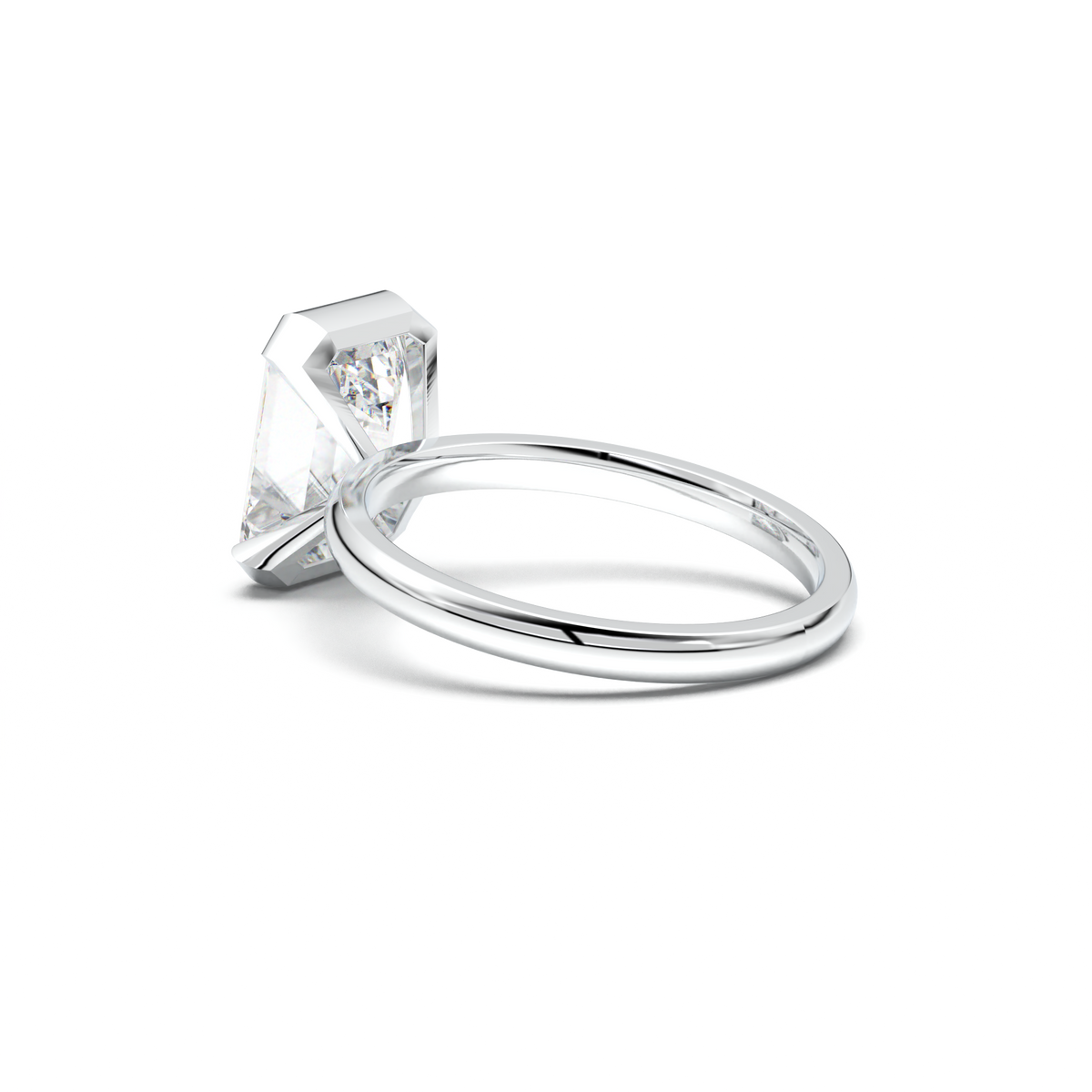 Emerald Cut Half-Bezel Engagement Ring