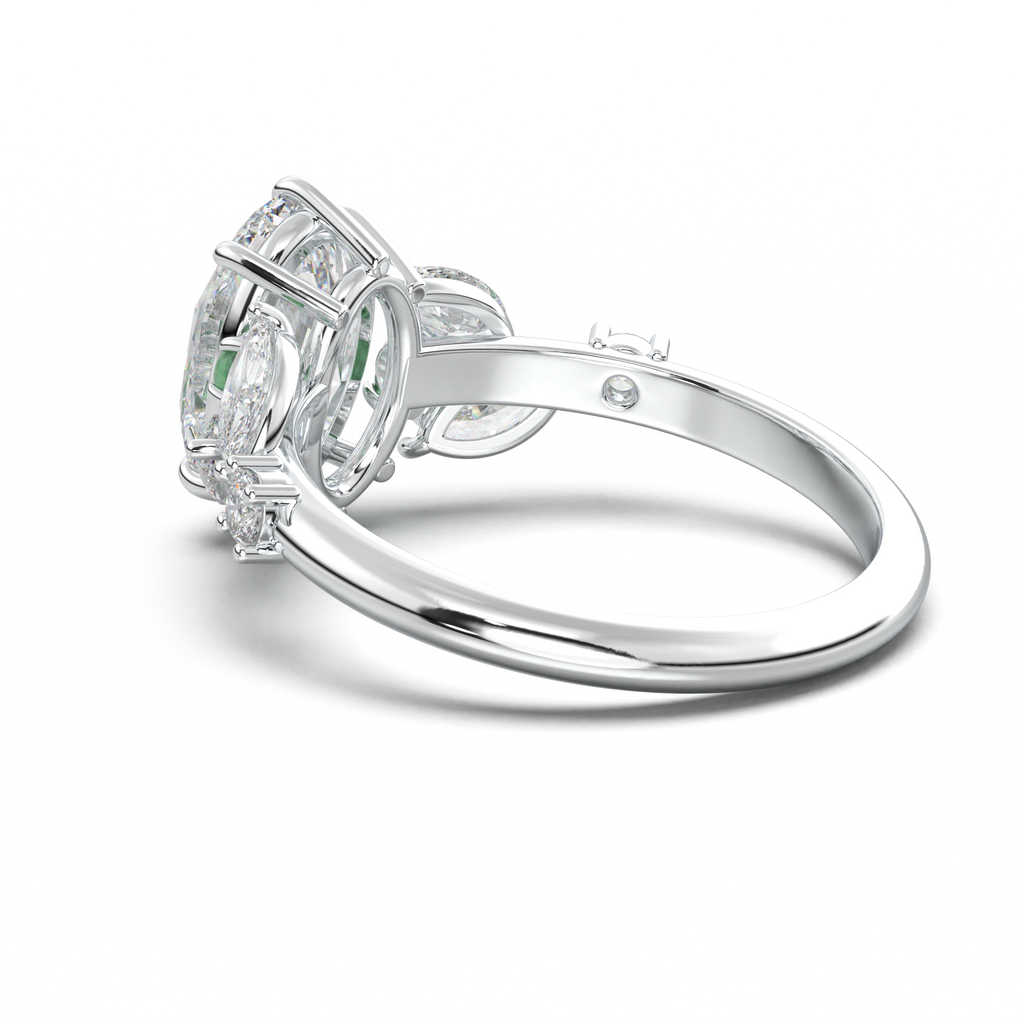 Oval Marquise-Accent Engagement Ring