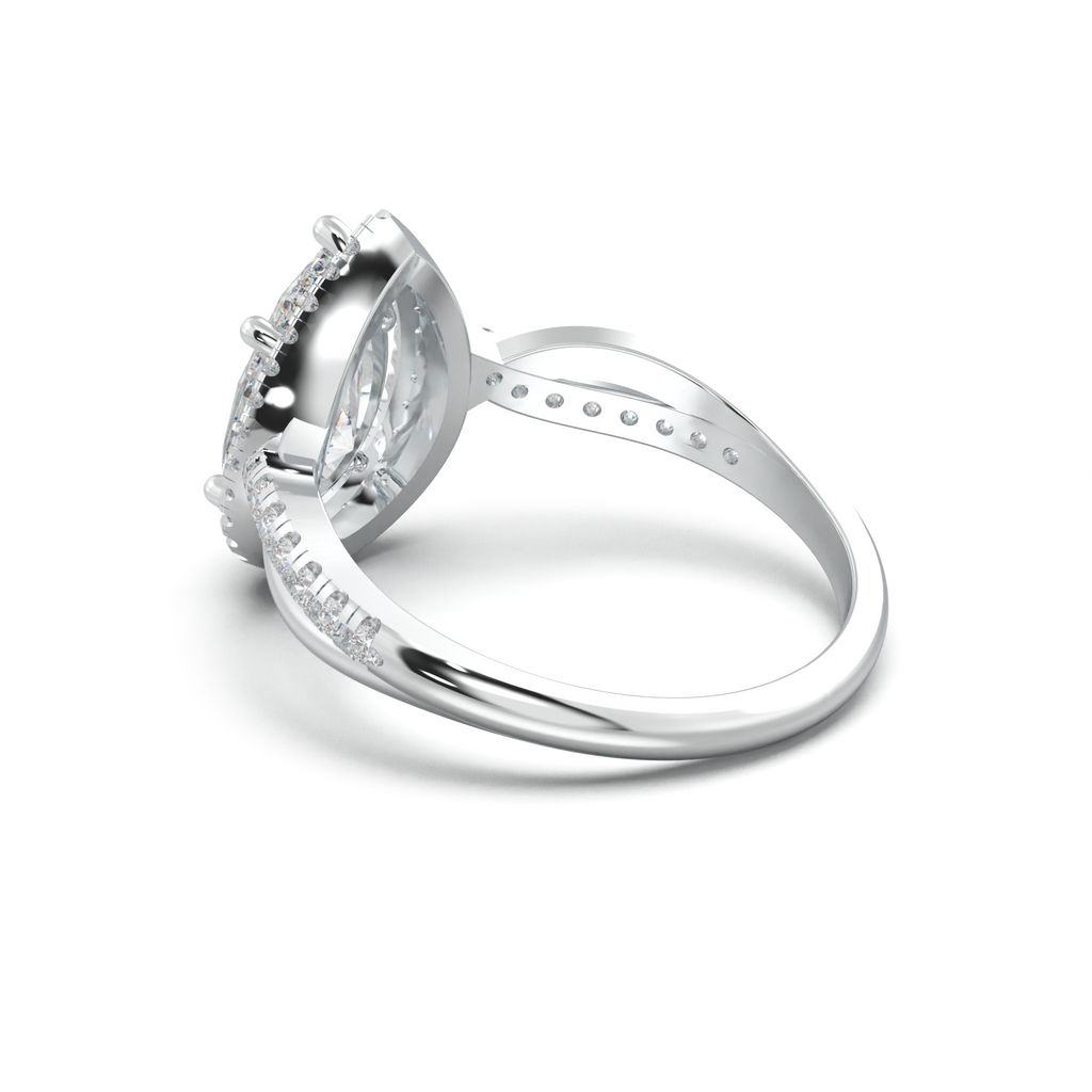 Pear Halo Twisted Pavé Engagement Ring