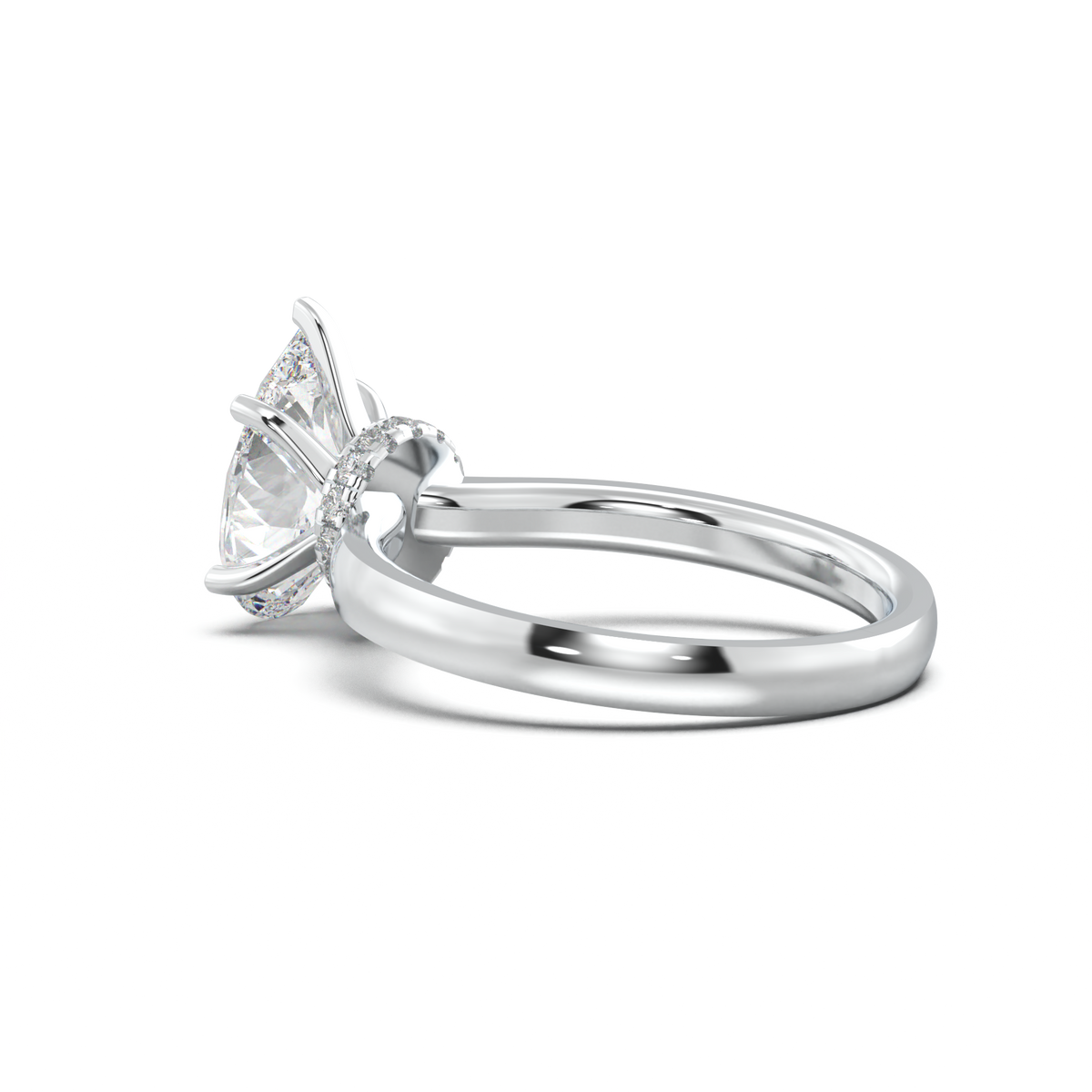 Pear Hidden Halo Engagement Ring