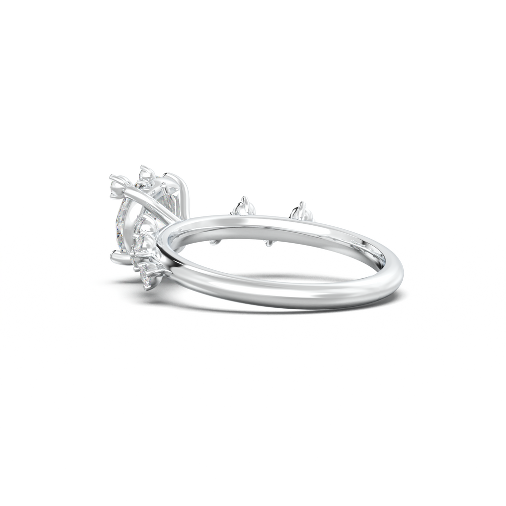 Round Botanical Accent Engagement Ring