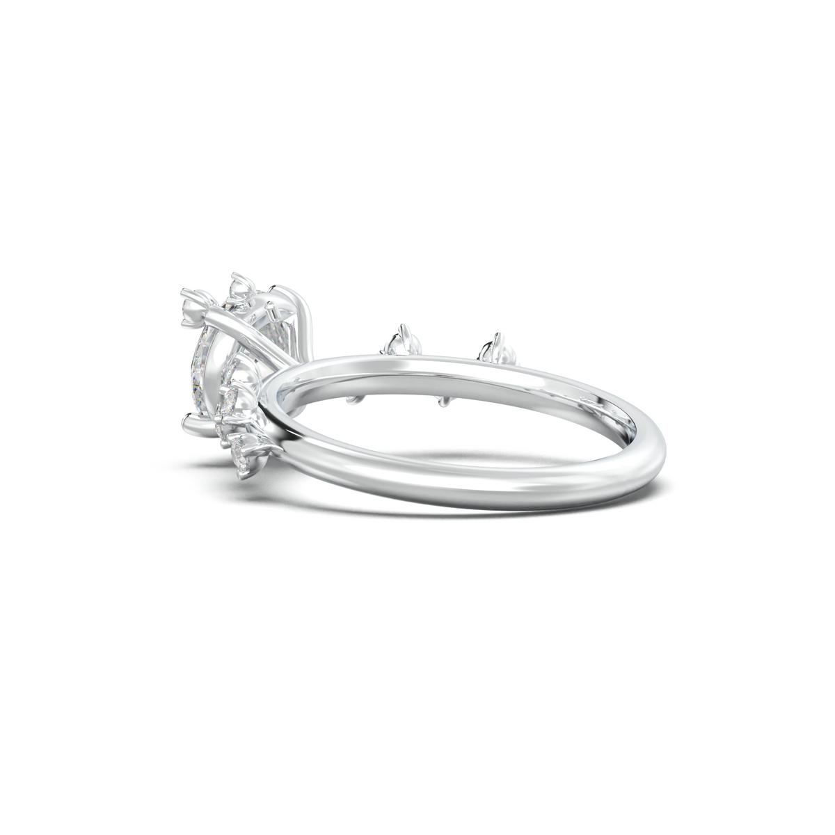 Round Botanical Accent Engagement Ring