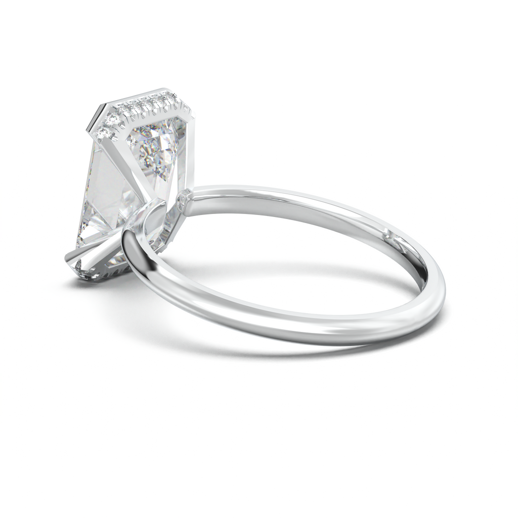 Emerald Hidden Halo Engagement Ring