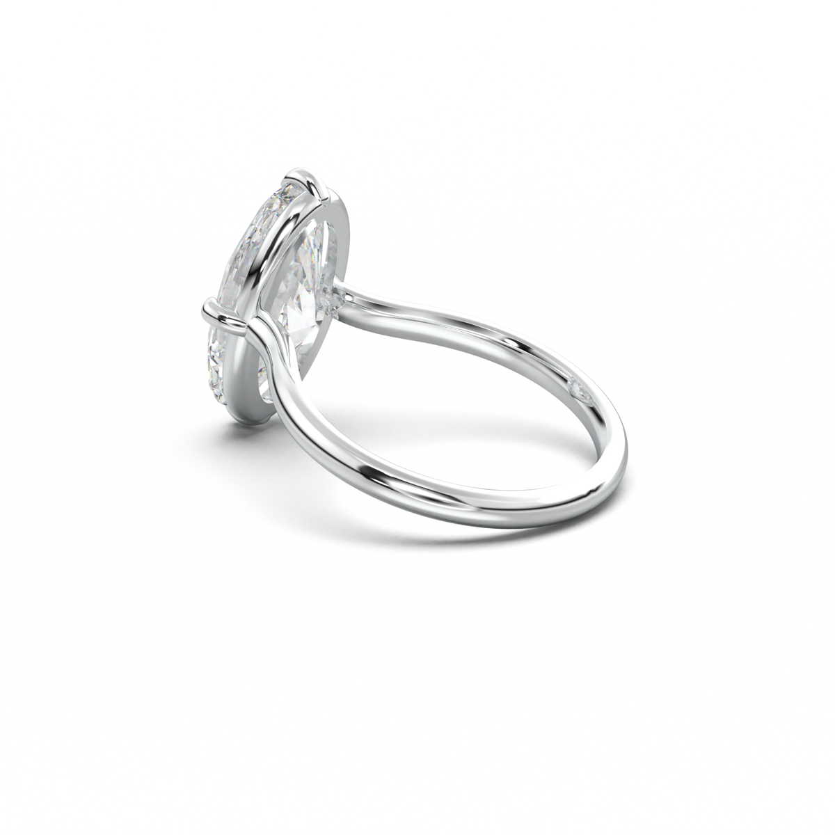 Elongated Moval Solitaire Engagement Ring