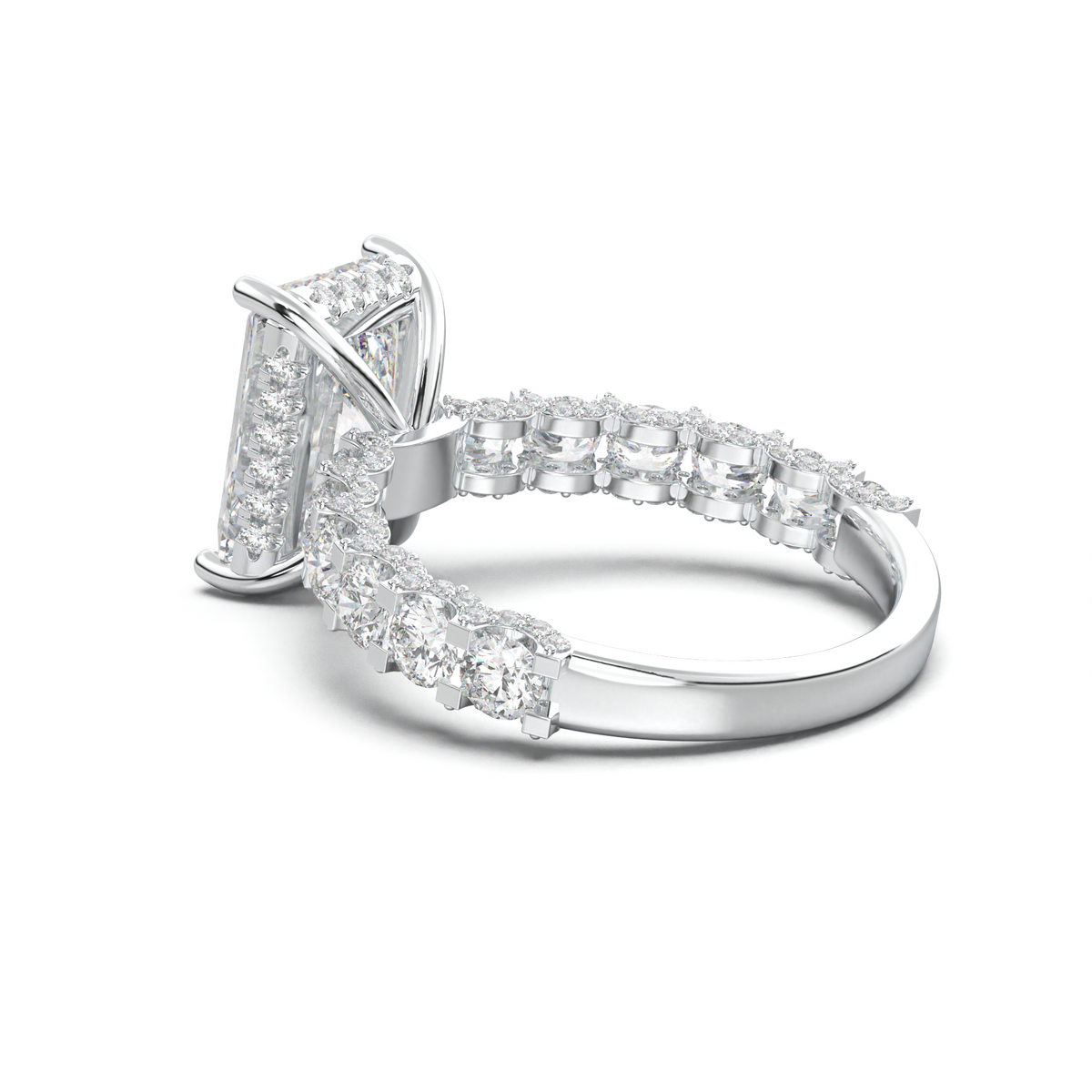 Radiant Diamond Band Engagement Ring