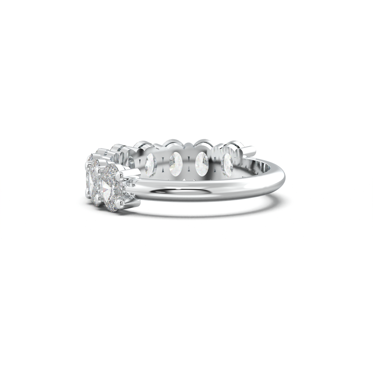 Nine-Oval Half-Eternity Wedding Band