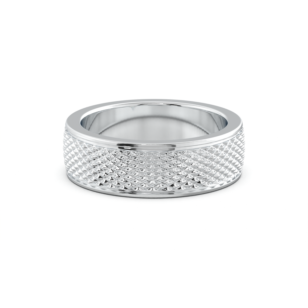 Diamond-Cut Textured Men's Wedding Band