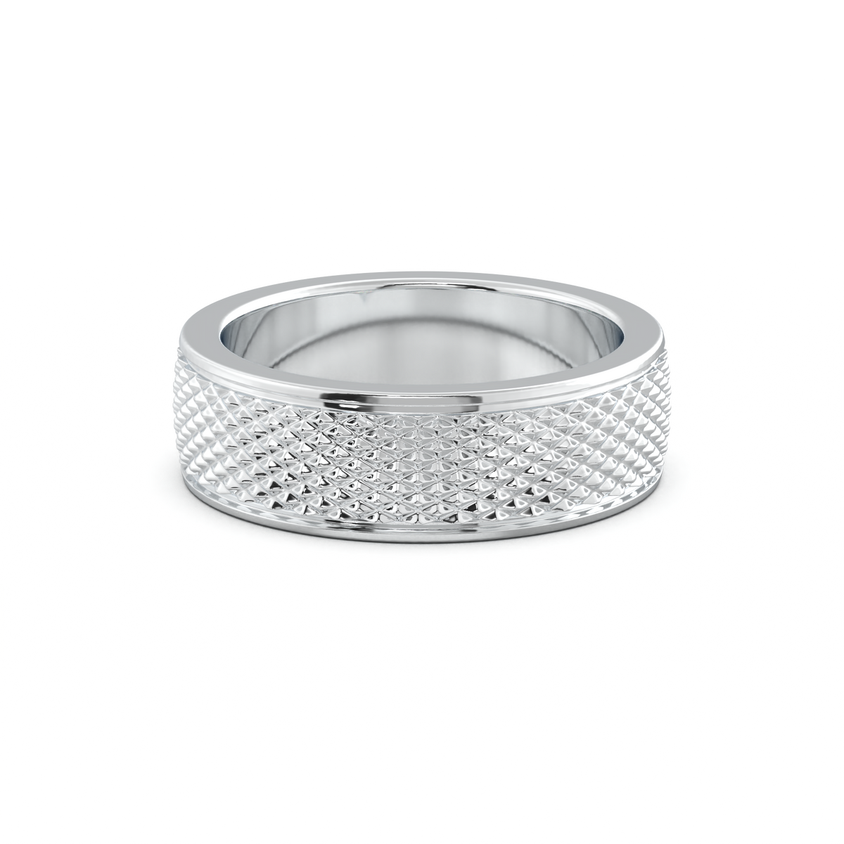 Diamond-Cut Textured Men's Wedding Band