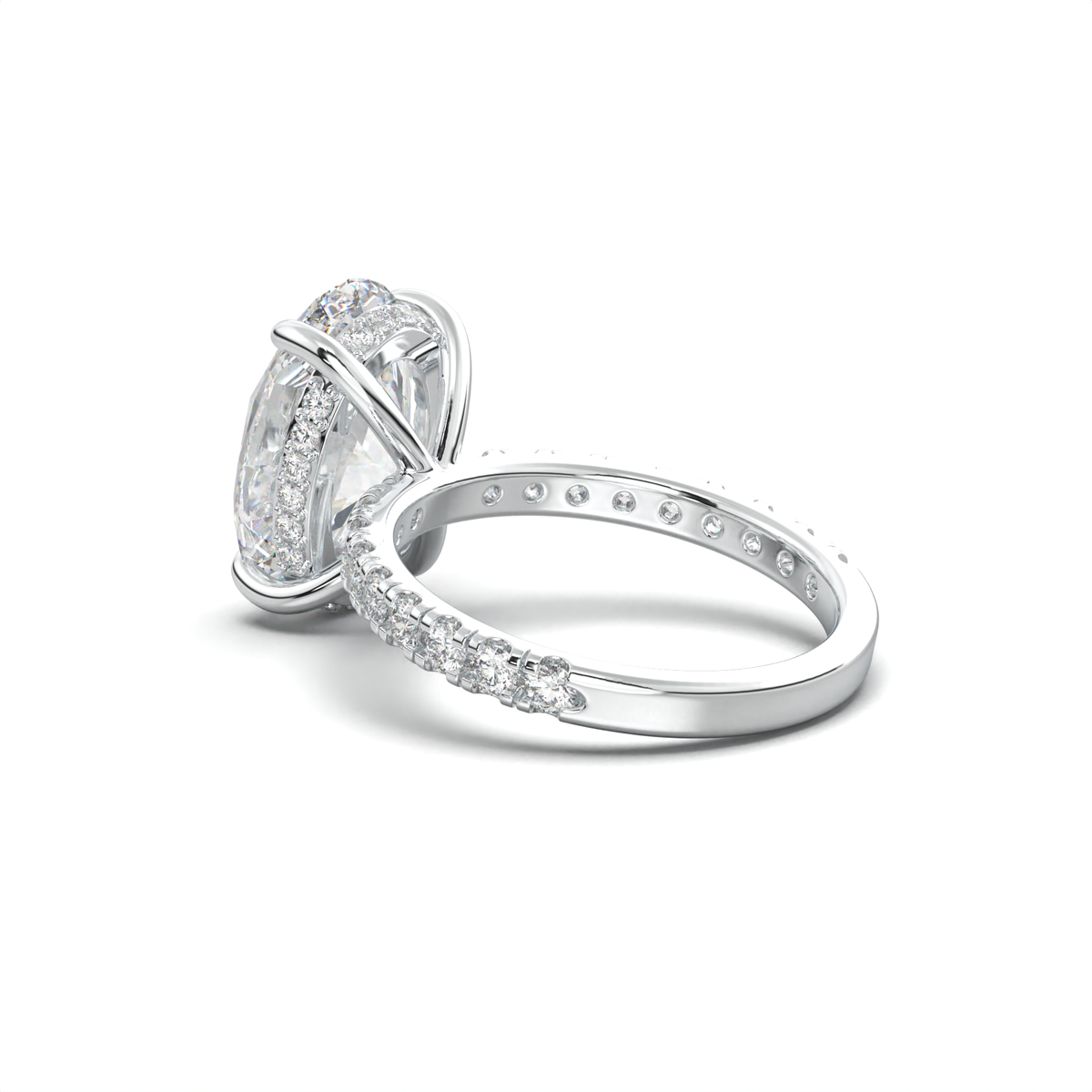 Cushion Hidden Halo Pavé Engagement Ring