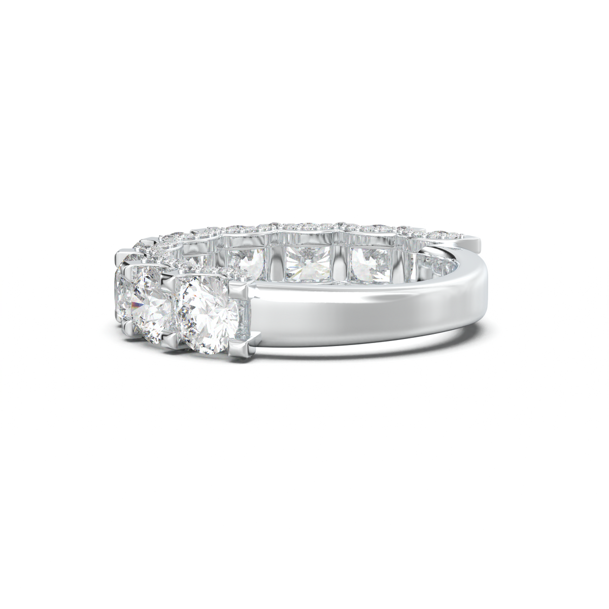 Round Diamond Pavé-Edge Wedding Band