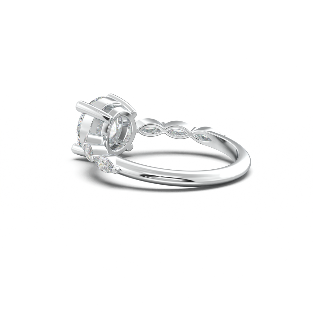 Round Marquise Side-Stone Engagement Ring