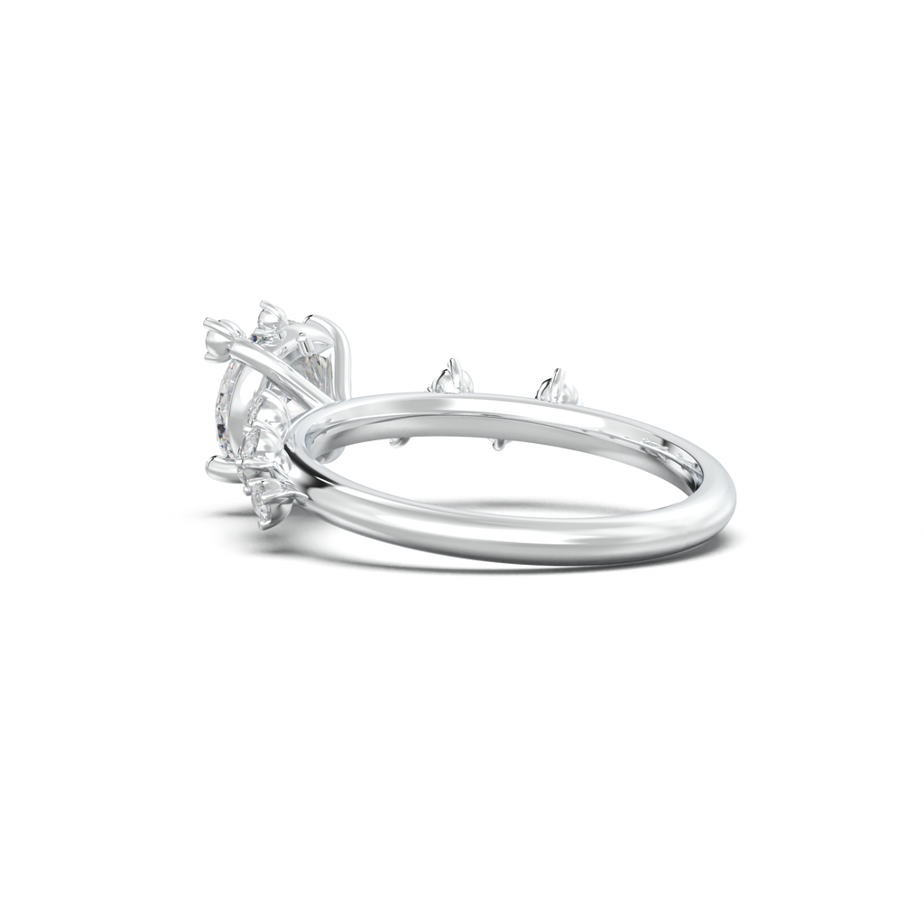 Round Botanical Accent Engagement Ring
