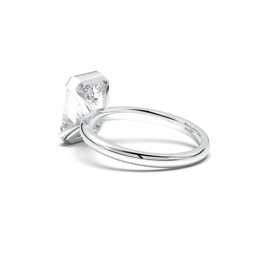 Emerald Cut Half-Bezel Engagement Ring