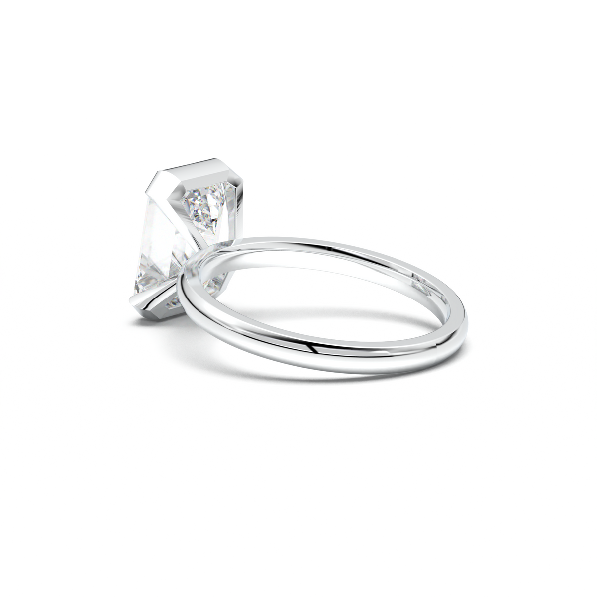 Emerald Cut Half-Bezel Engagement Ring