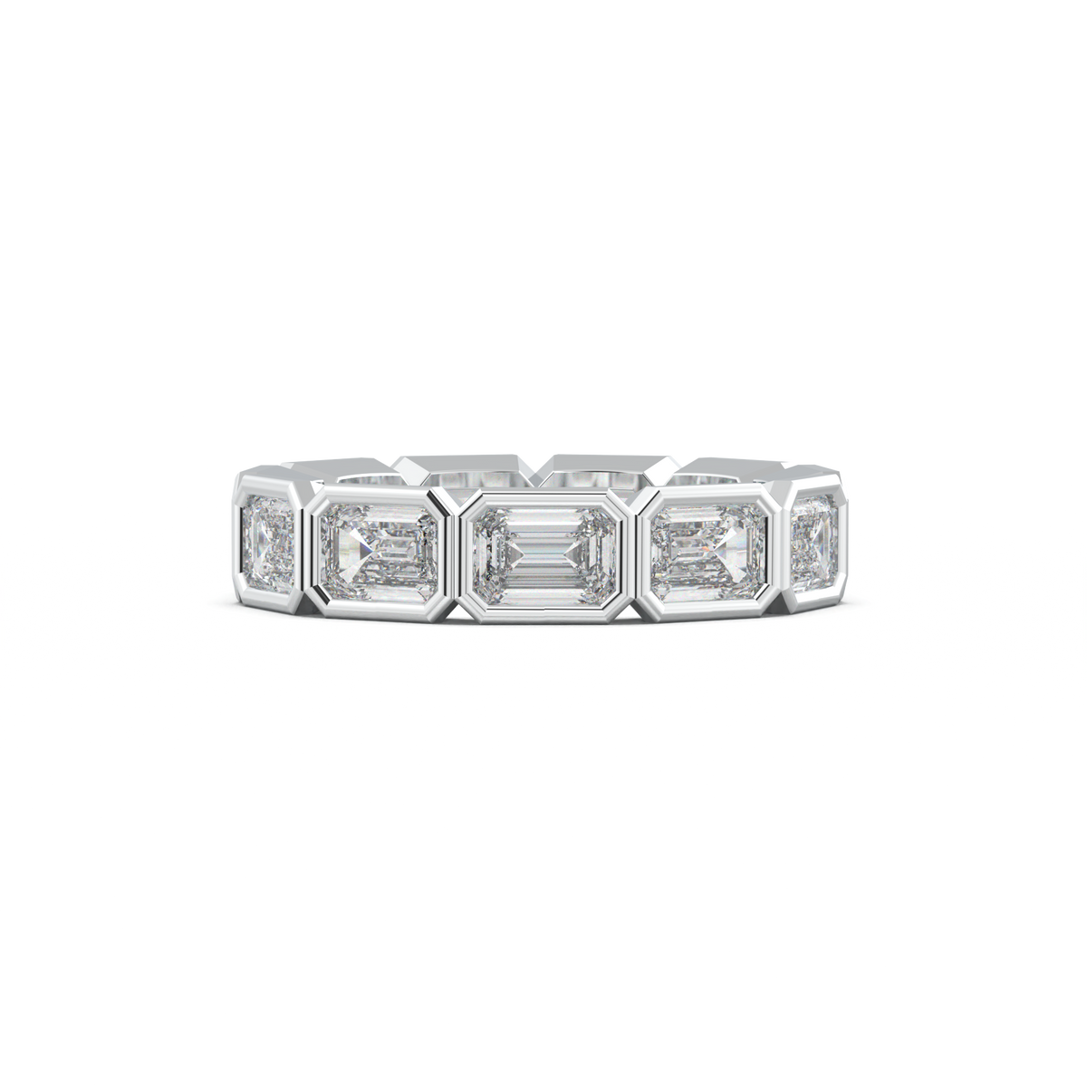 Emerald-Cut Bezel-Style Eternity Wedding Band
