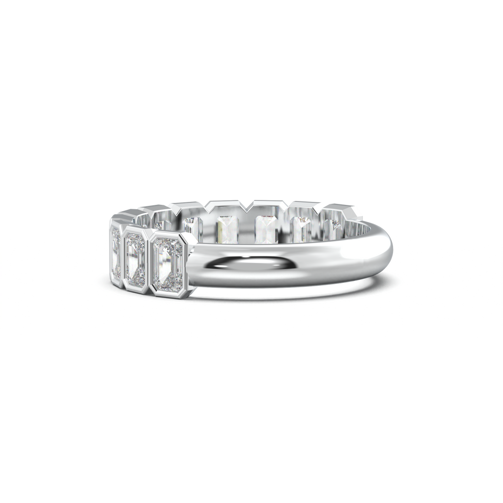 Emerald Bezel Half-Eternity Wedding Band