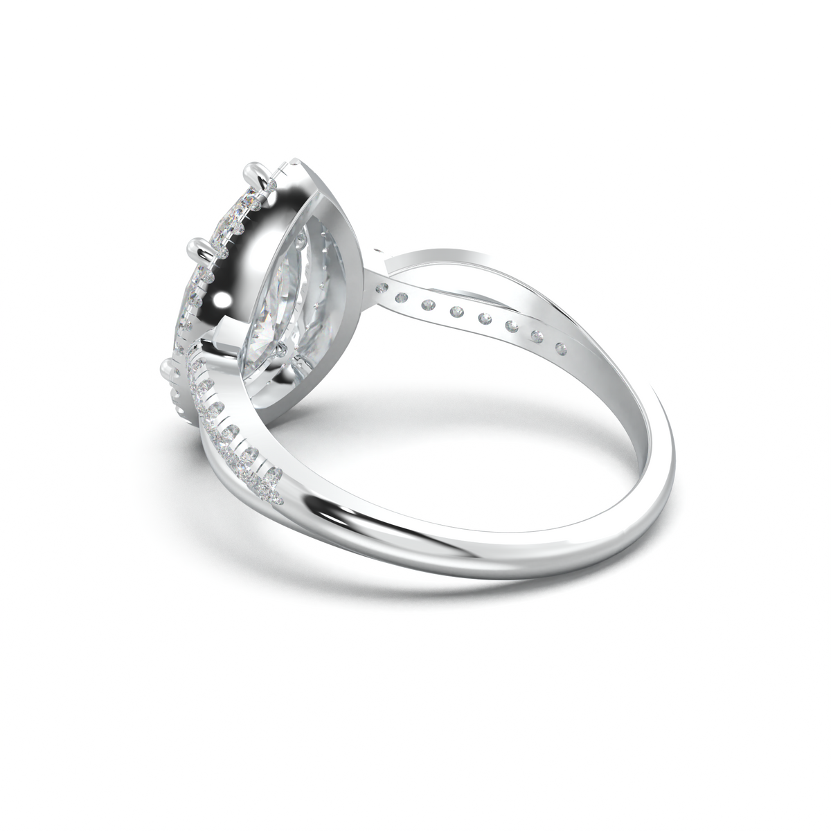 Pear Halo Twisted Pavé Engagement Ring