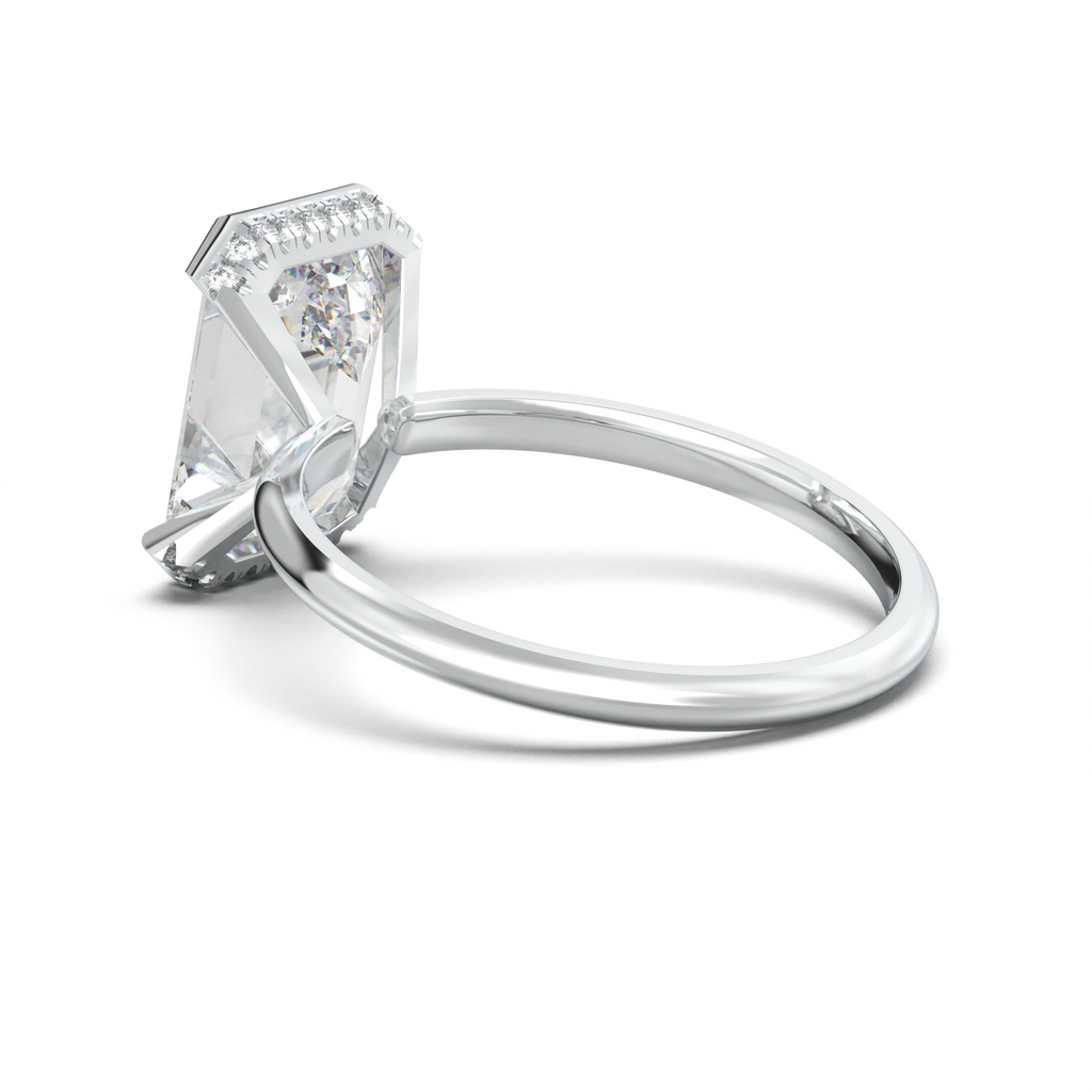 Emerald Hidden Halo Engagement Ring