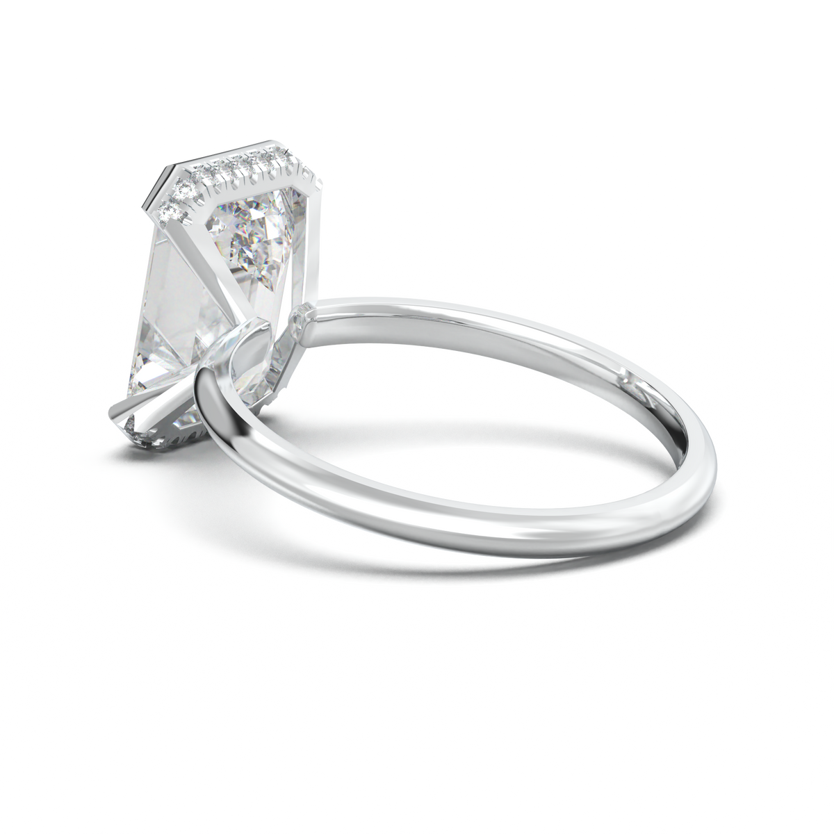 Emerald Hidden Halo Engagement Ring