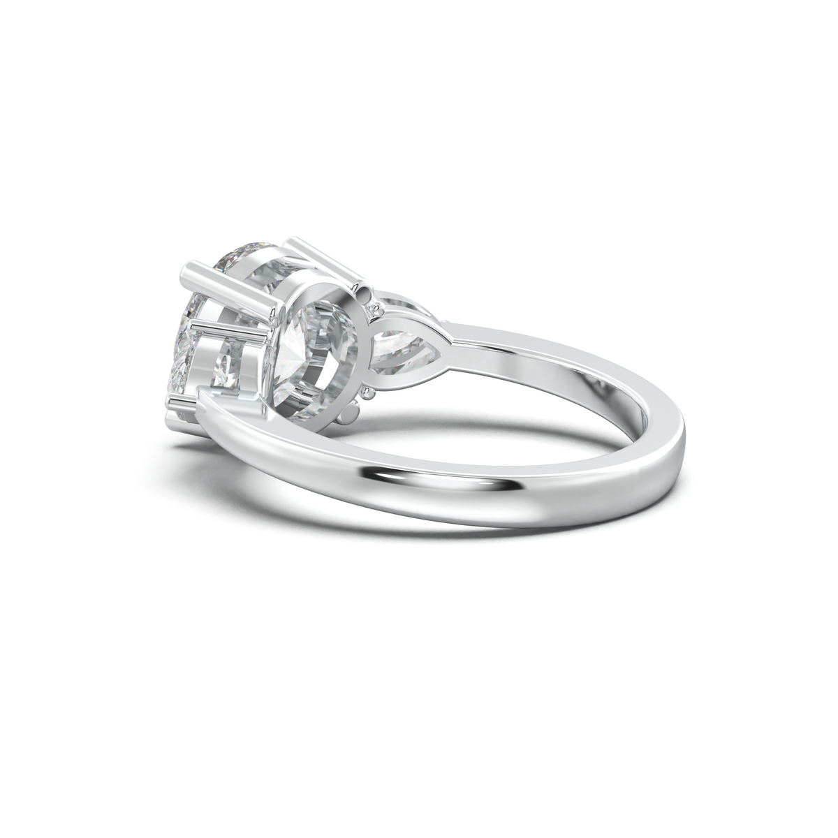 Round Pear Three-Stone Engagement Ring