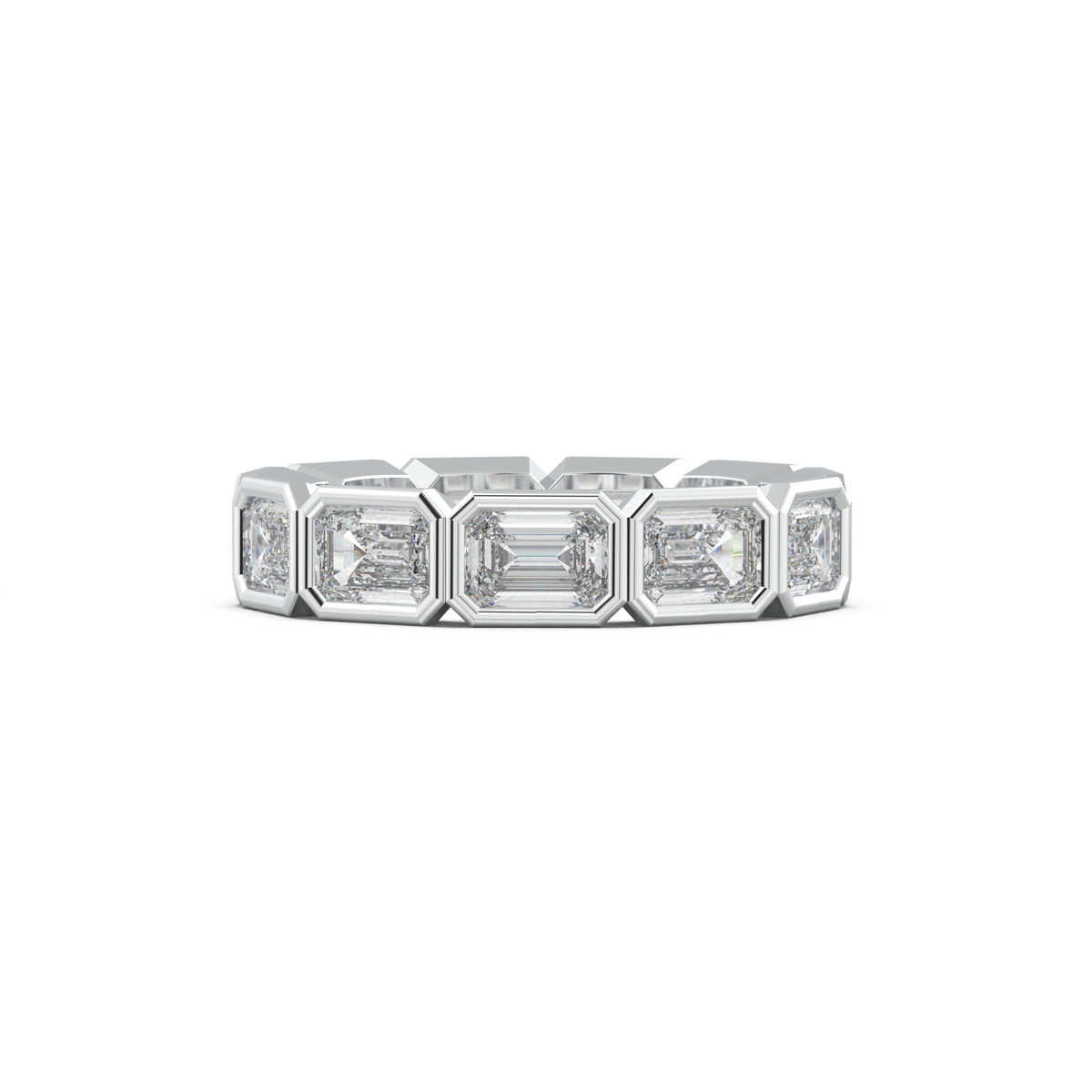 Emerald-Cut Bezel-Style Eternity Wedding Band