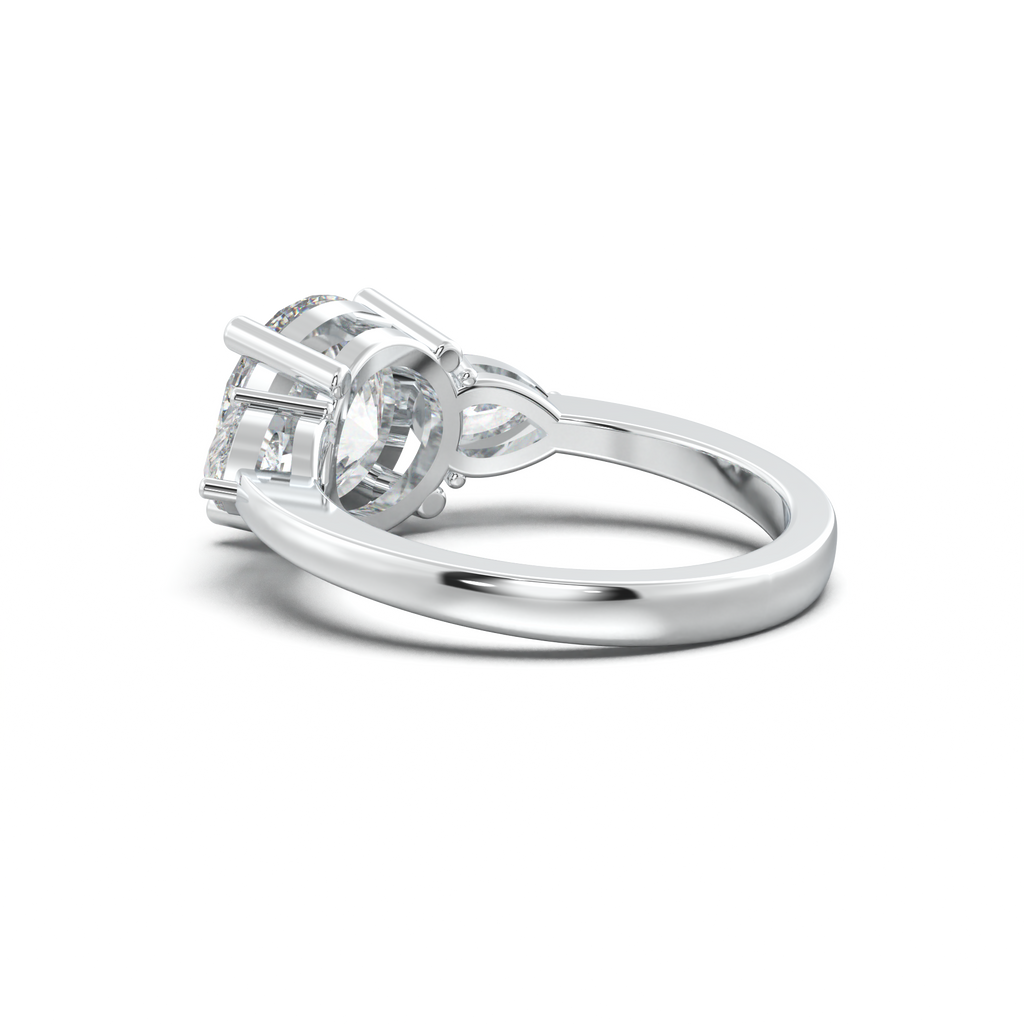 Round Pear Three-Stone Engagement Ring