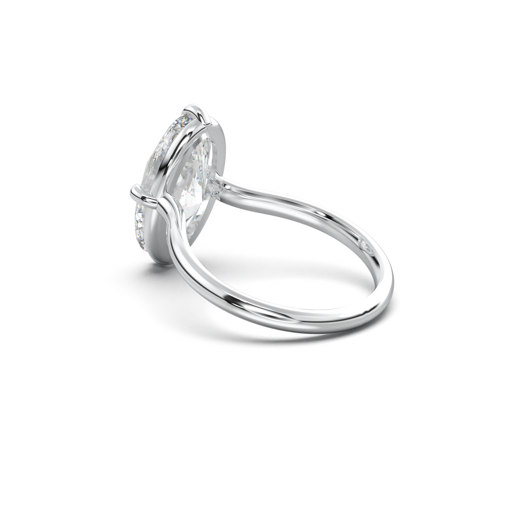 Elongated Moval Solitaire Engagement Ring
