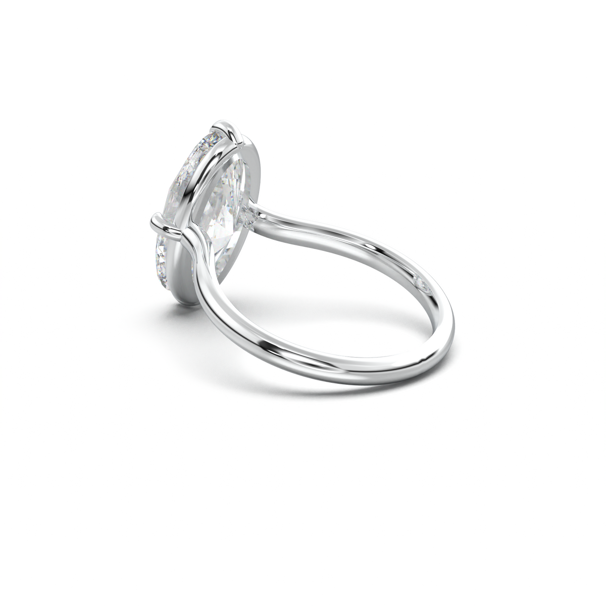Elongated Moval Solitaire Engagement Ring