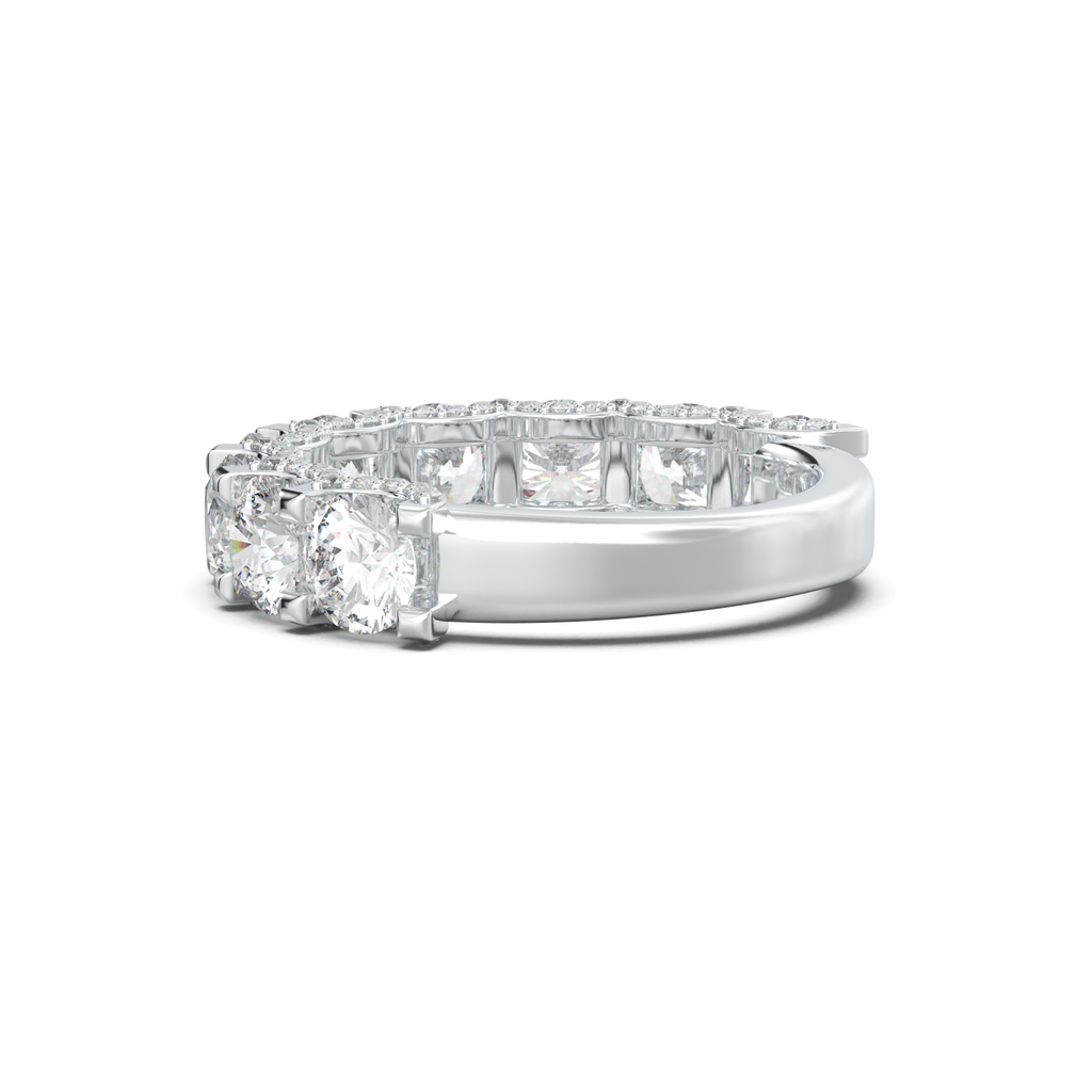 Round Diamond Pavé-Edge Wedding Band