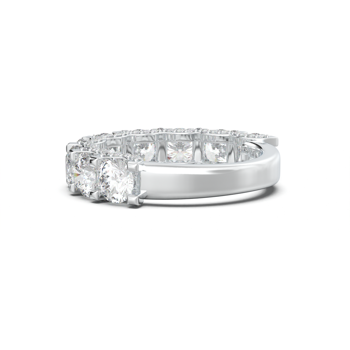 Round Diamond Pavé-Edge Wedding Band