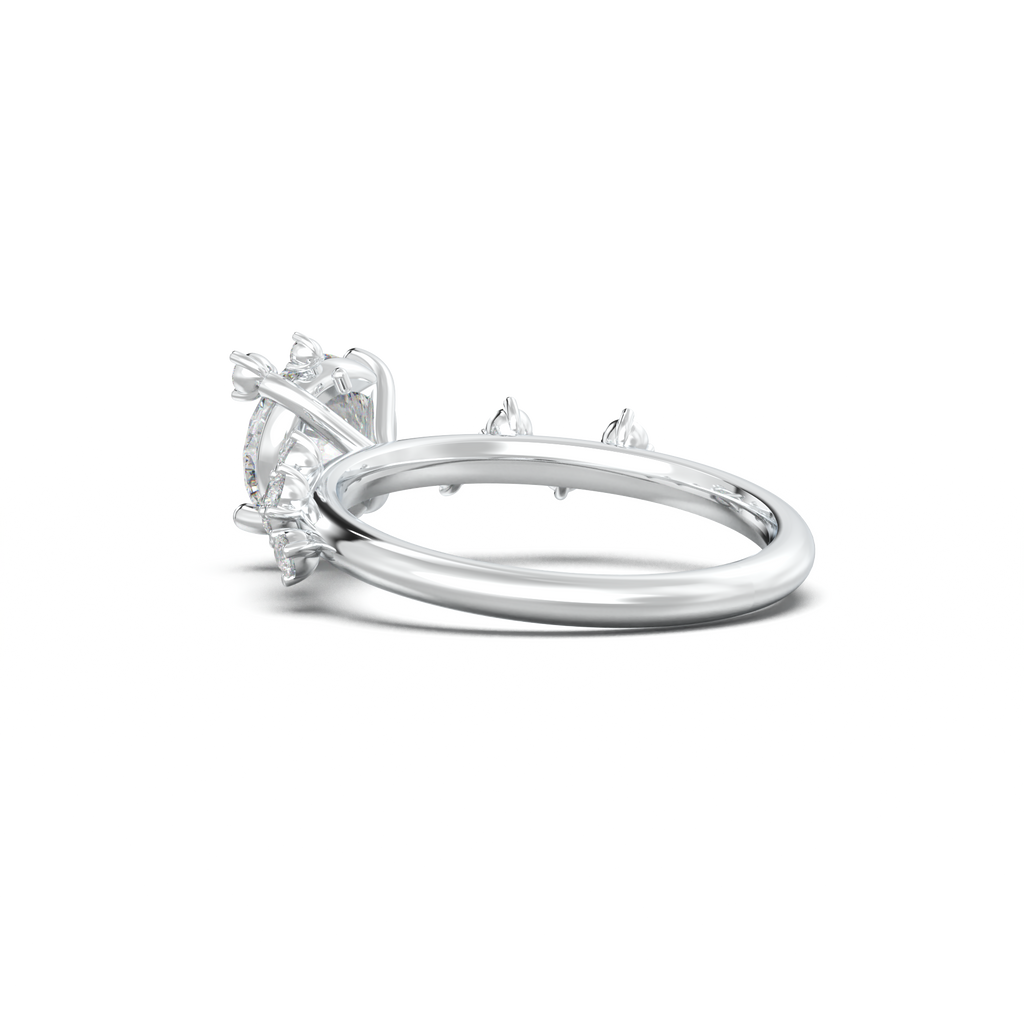 Round Botanical Accent Engagement Ring