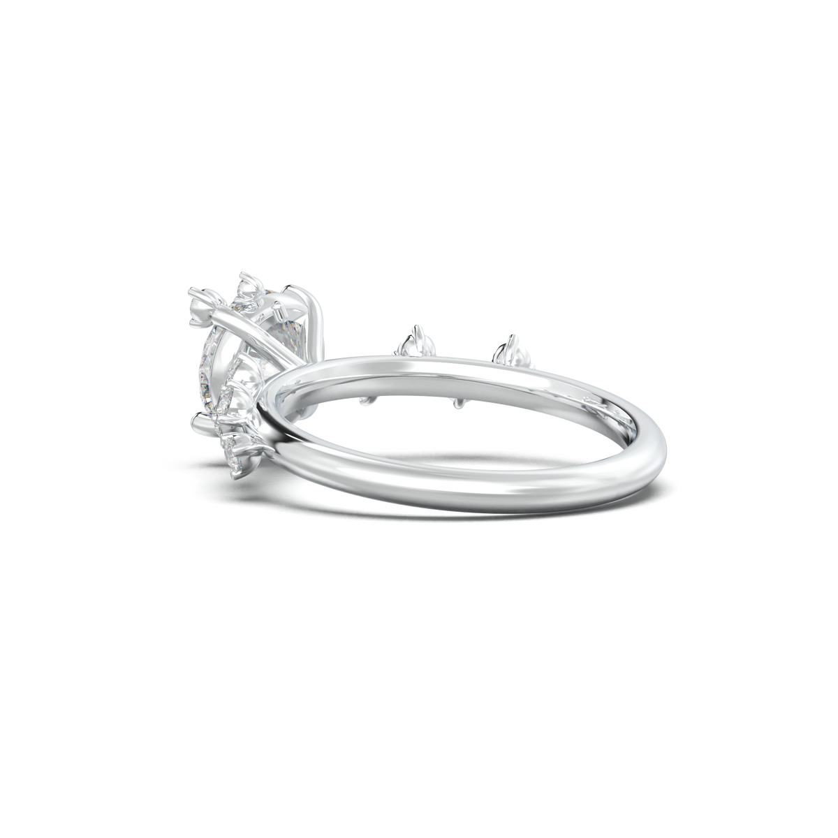 Round Botanical Accent Engagement Ring