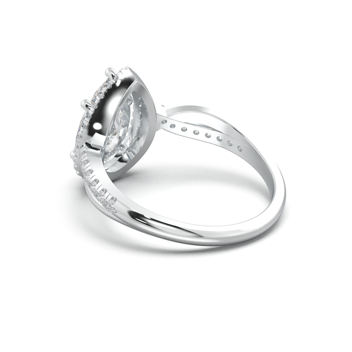 Pear Halo Twisted Pavé Engagement Ring