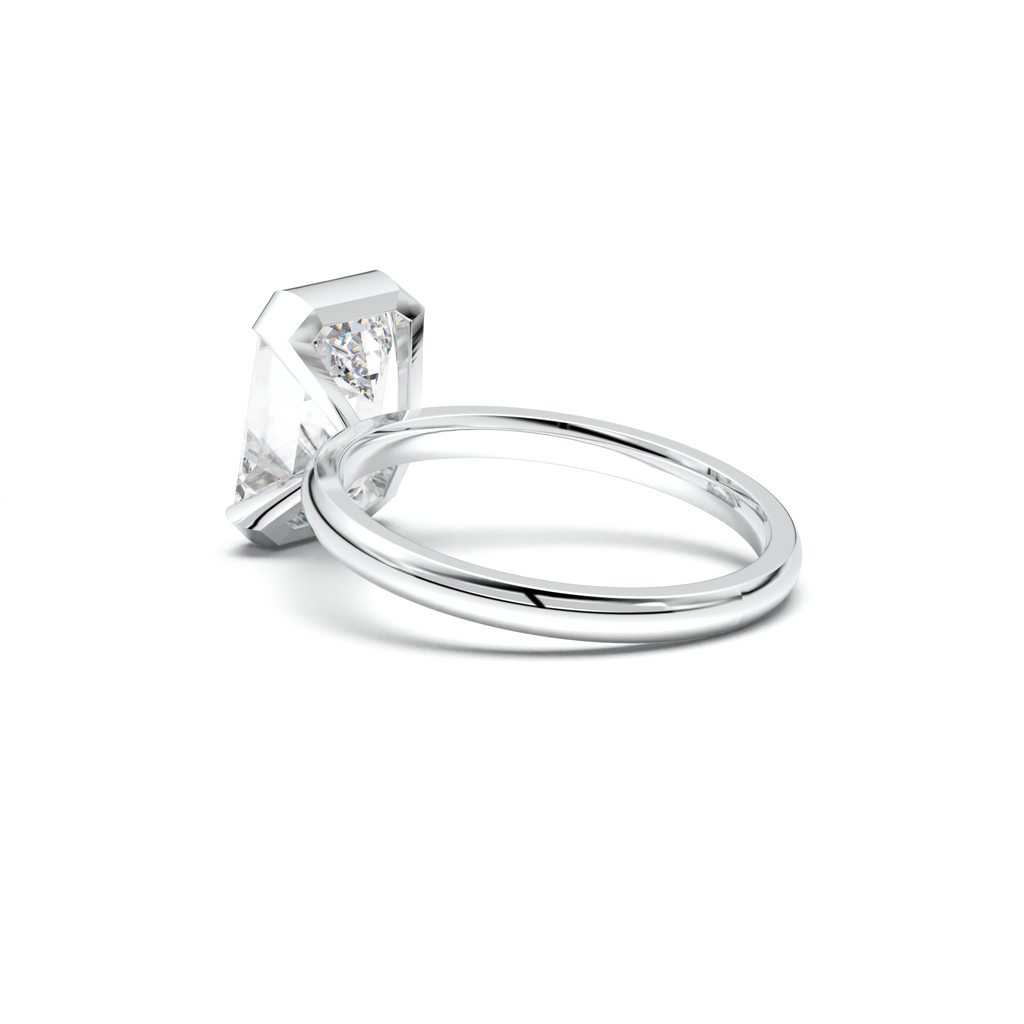 Emerald Cut Half-Bezel Engagement Ring