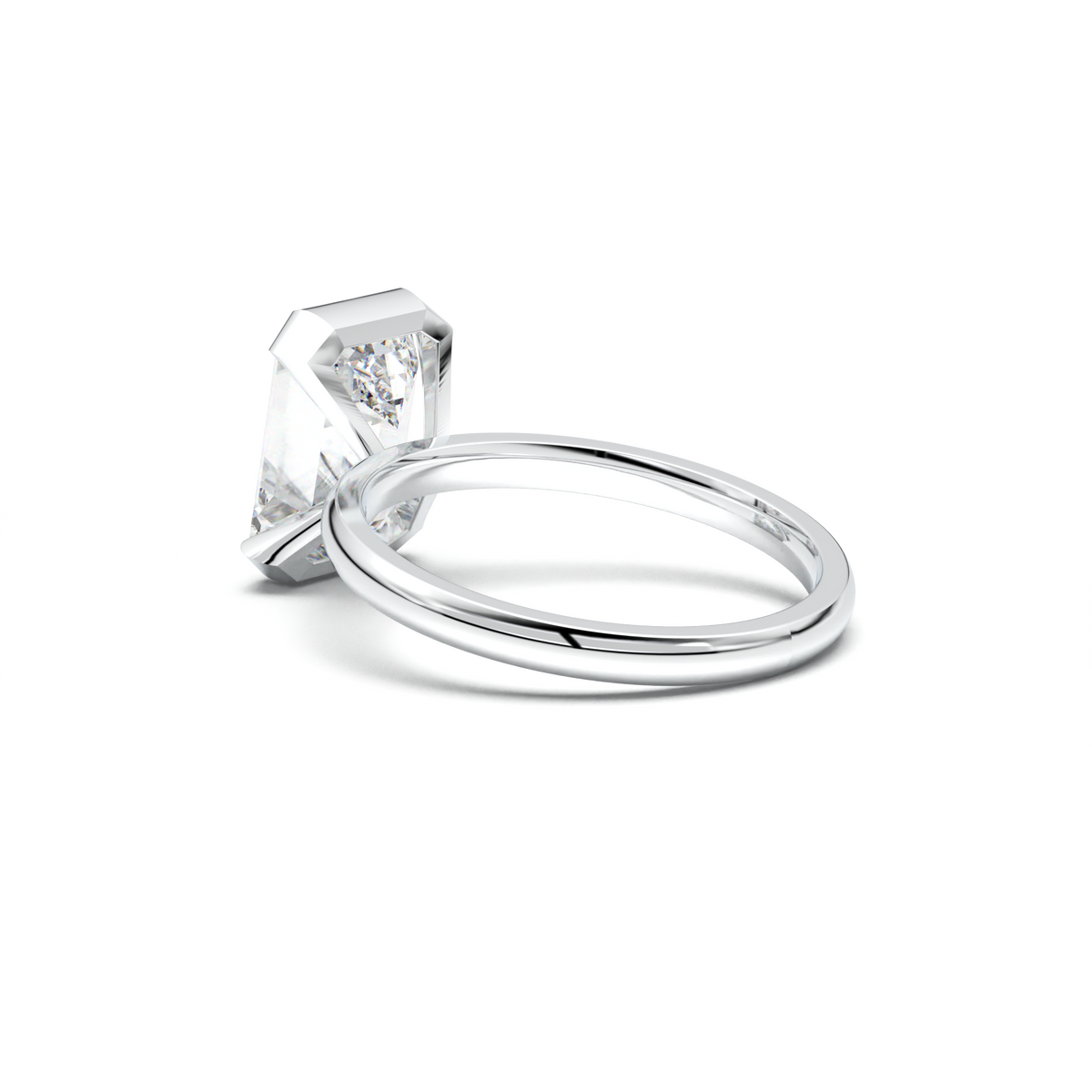 Emerald Cut Half-Bezel Engagement Ring