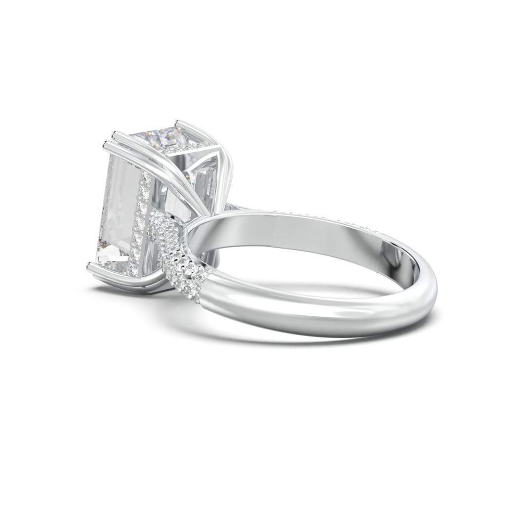 Emerald Double Pavé Engagement Ring