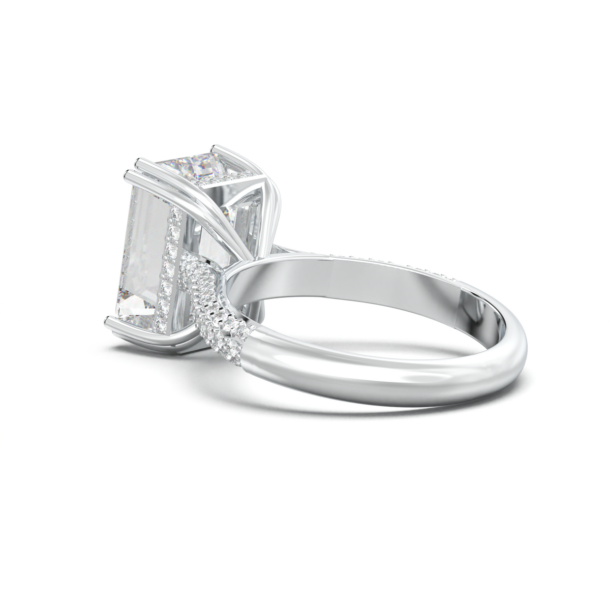 Emerald Double Pavé Engagement Ring