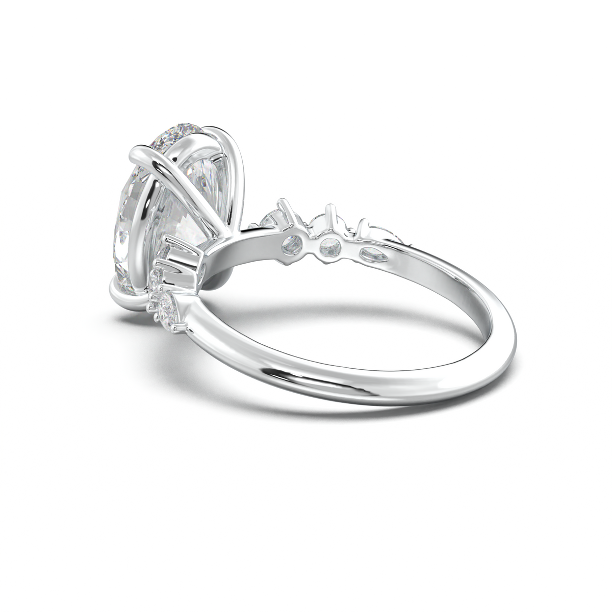Oval Pear-Accent Engagement Ring