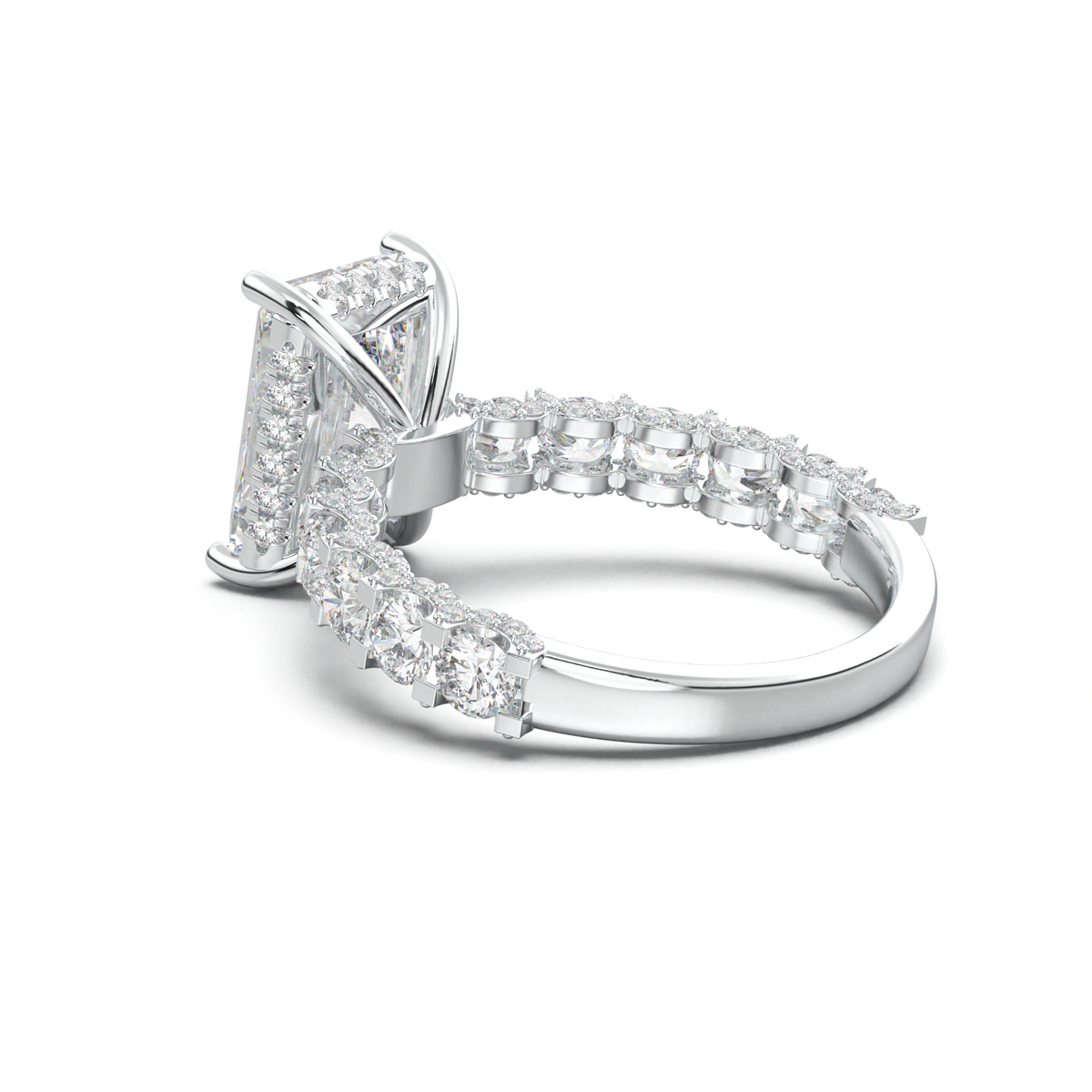 Radiant Diamond Band Engagement Ring