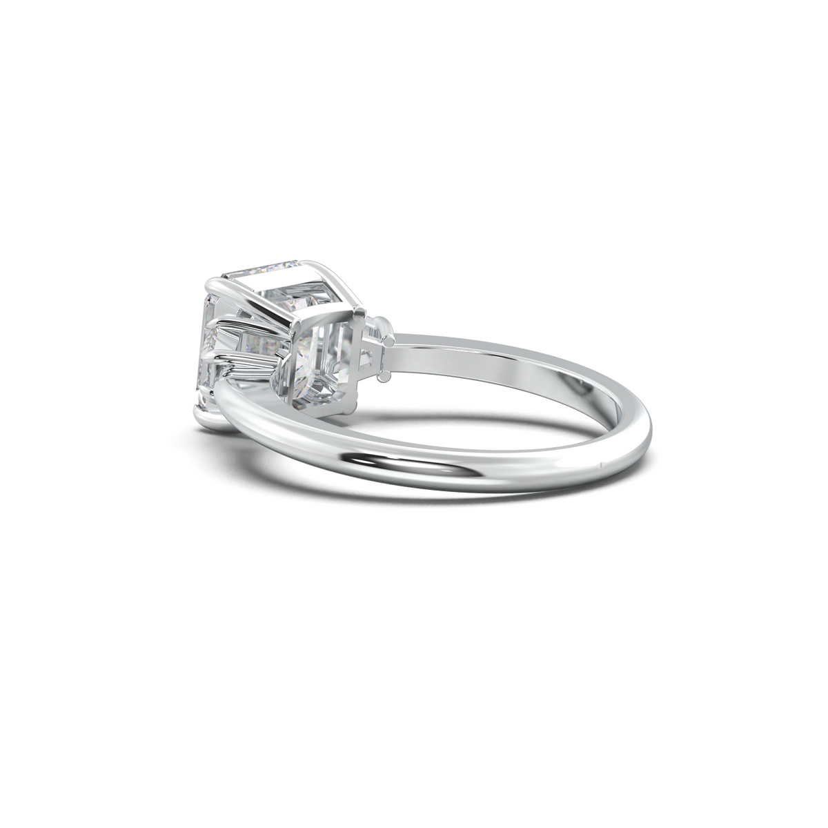 Asscher Baguette Three-Stone Engagement Ring