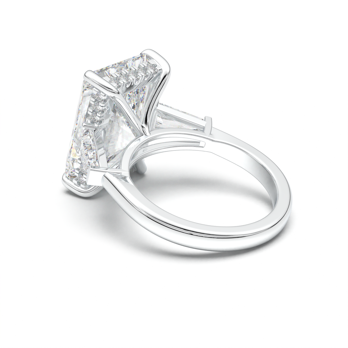 Radiant Baguette Hidden Halo Engagement Ring