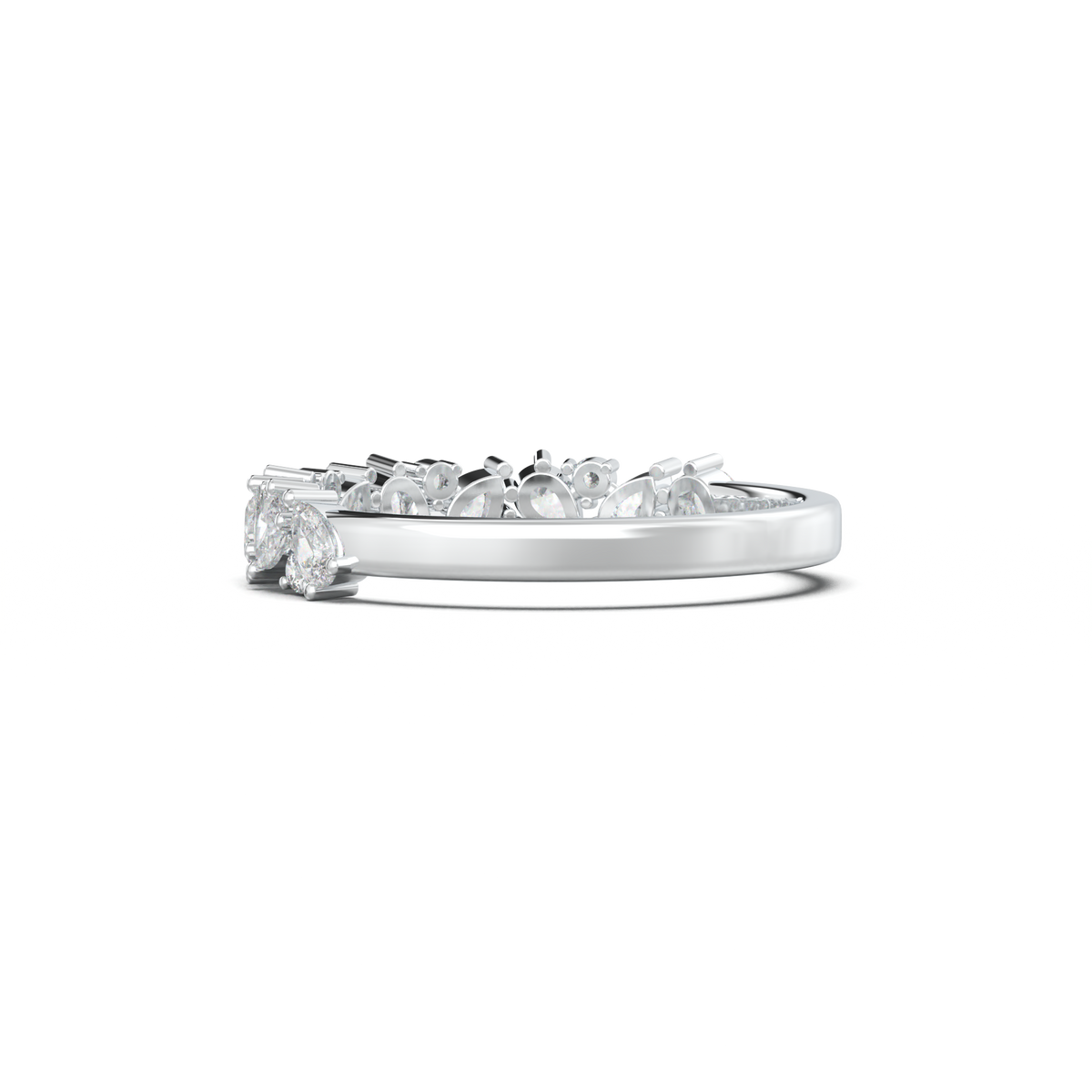 Alternating Pear & Round Half-Eternity Wedding Band